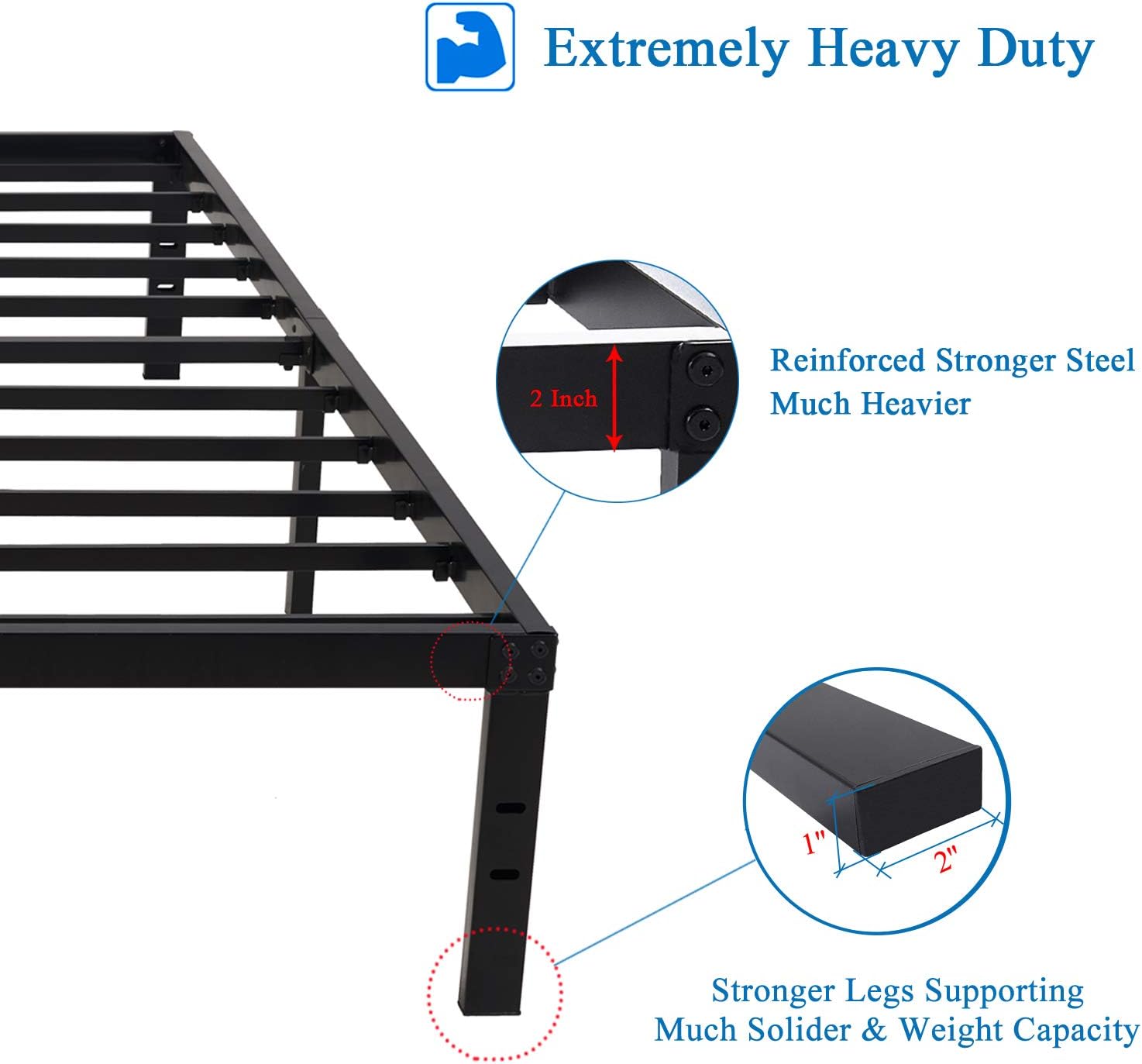 Metal Platform Bed Frame with Steel Slat Support k7m