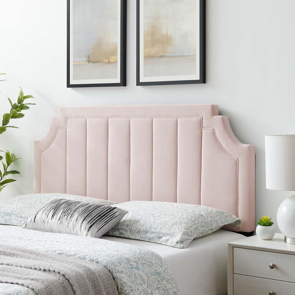 Channel Tufted Velvet Headboard, A7