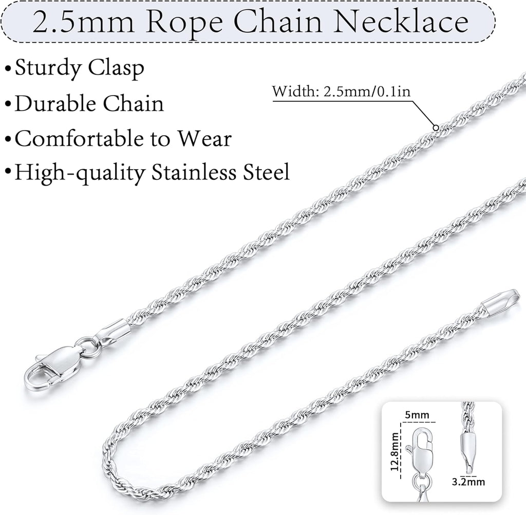 14K Gold Rope Chain Necklace for Men Women 2.5mm 4mm 16 26 Inch a7