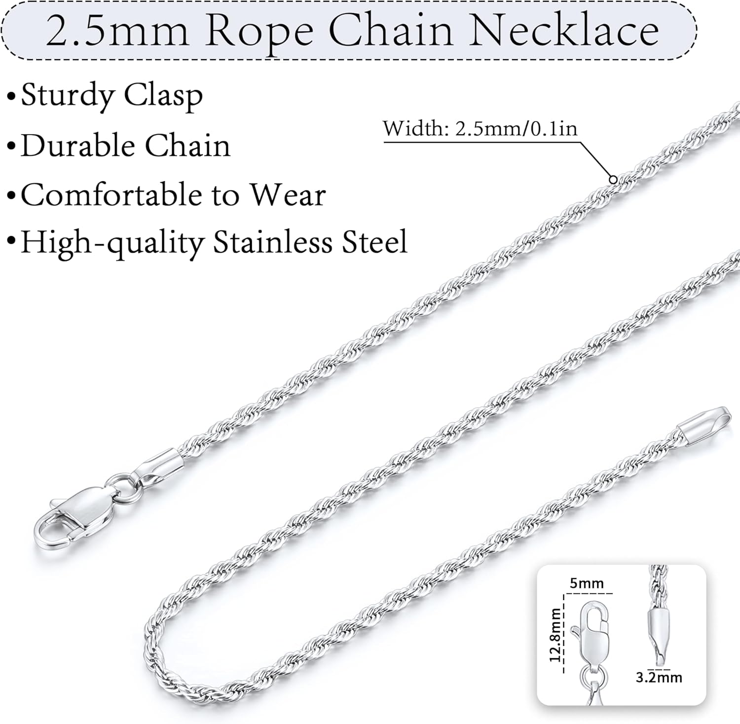 14K Gold Rope Chain Necklace for Men Women 2.5mm 4mm 16 26 Inch a7