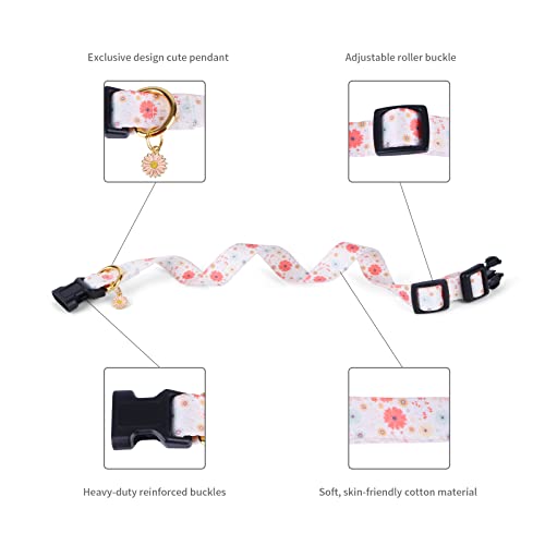 Dog Collar with Pendant for Small Medium Large Dogs White Peach A7