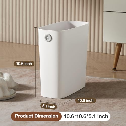 Bathroom Trash Can, Slim Plastic Rectangular Waste Basket, 7 Liter a3