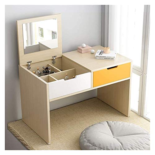 Makeup Vanity Desk with Flip Top Mirror and Drawers W7k