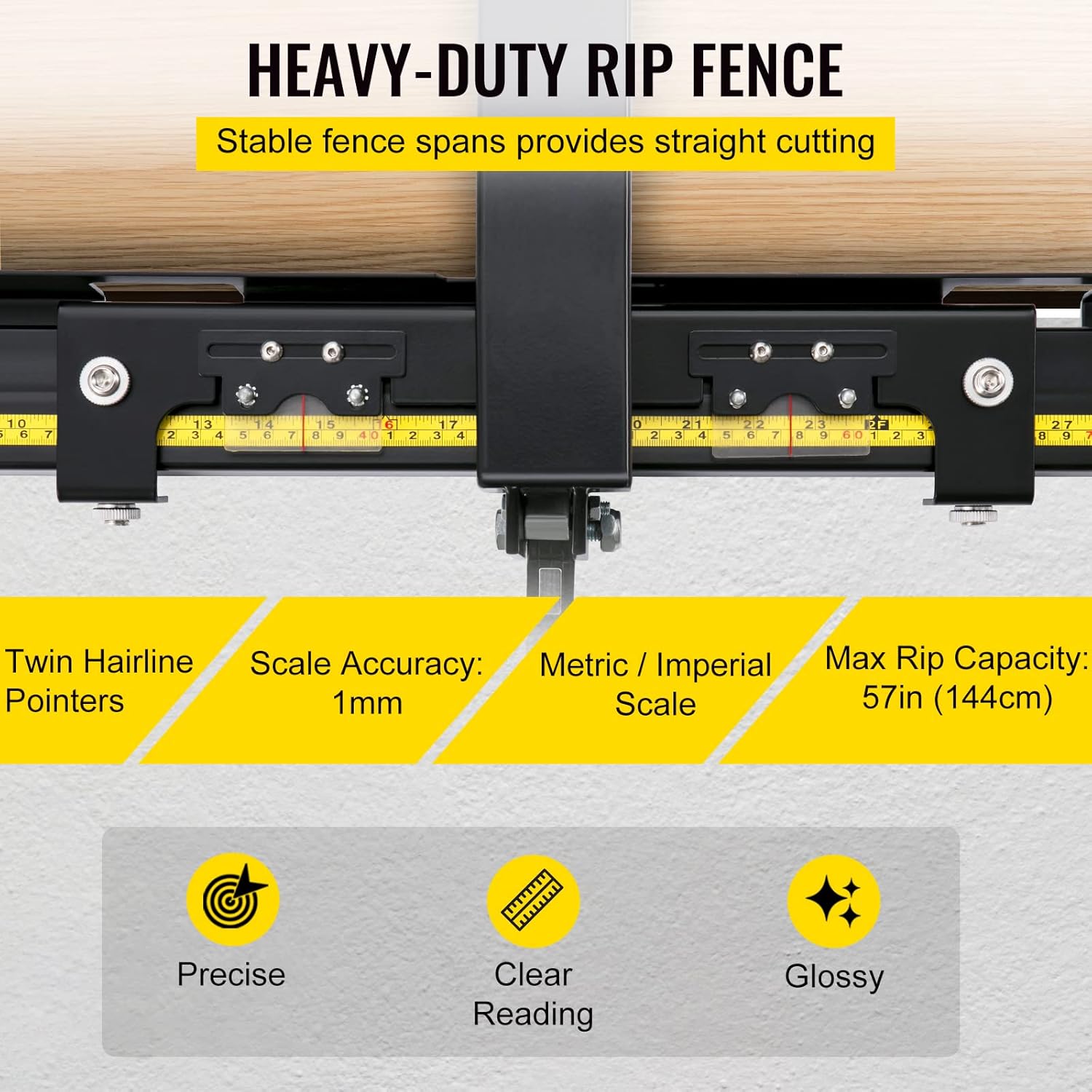 Table Saw Fence System 57x57 Rail Metric/Imperial Scale A7