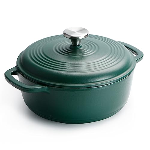 NUTRIUPS Enameled Cast Iron Dutch Oven Pot with Lid Heavy Duty Casserole Dish 3-Quart (Red)