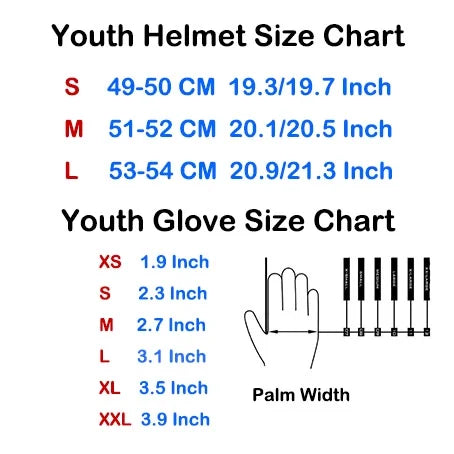 Kids Motorcycle Full Face Helmet Red Glove Bundle k7