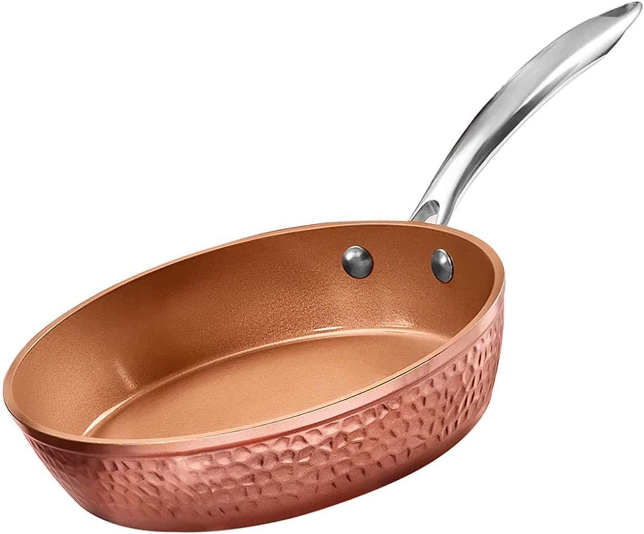9.5" Hammered Fry Pan with Glass Lid, Nonstick Skillet A7