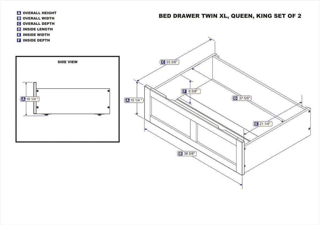 Solid Wood Under Bed Storage Drawers 2 Pack A7