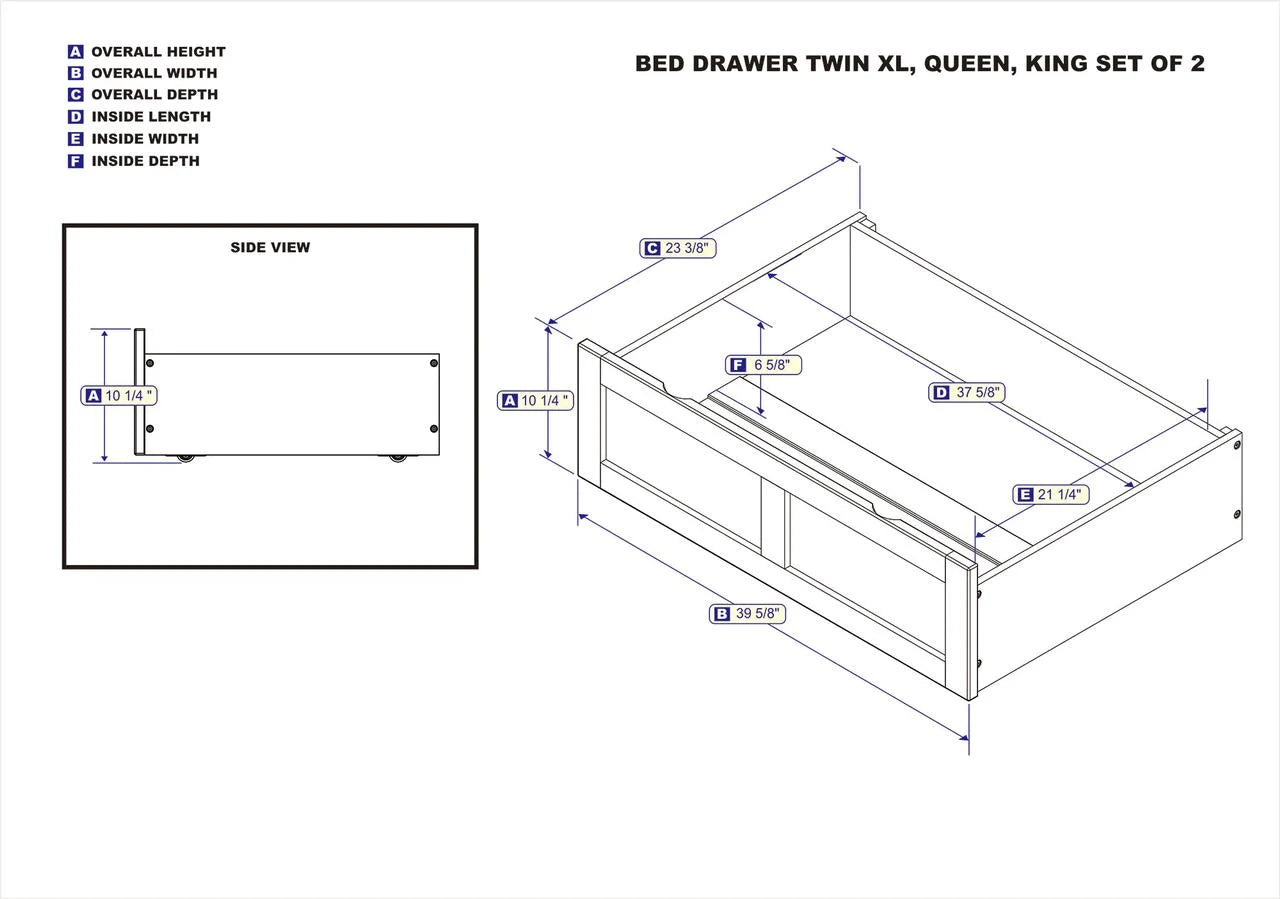 Solid Wood Under Bed Storage Drawers 2 Pack A7