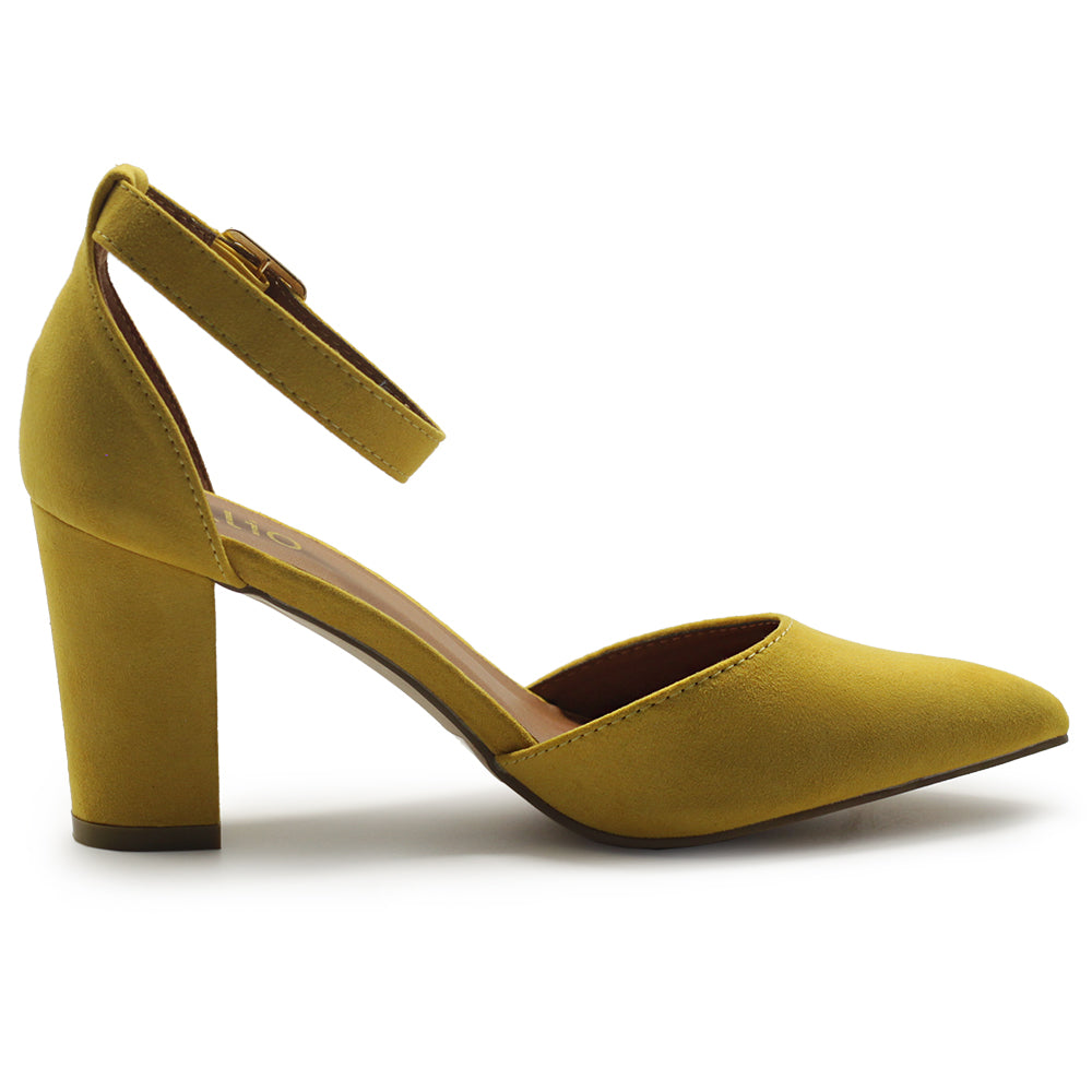 Women's Pointed Toe Chunky Heels Pumps A7k