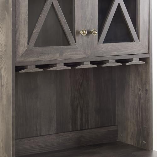 Grey Kitchen Pantry Cabinet with Microwave Stand a7