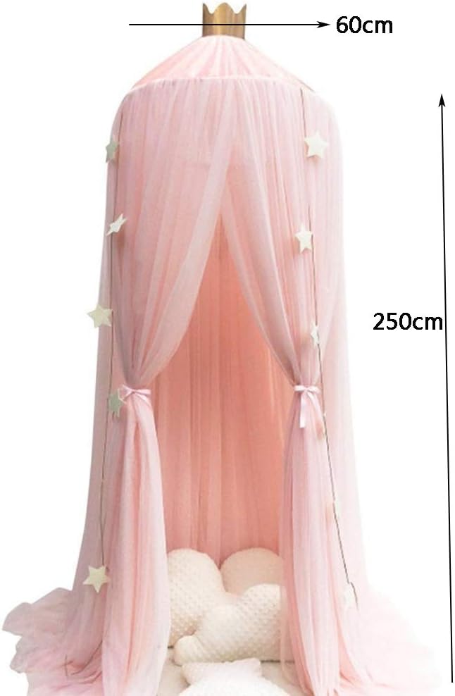 Bed Canopy Round Lace Mosquito Net Play Tent Hanging Decoration Pink Small k7
