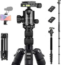 Tripod for Camera, 81" Camera Tripod Stand, 83 inches DSLR Tripods & Monopods, Heavy Duty Travel Tripod for Binoculars Laser Level Spotting Scope Telescope, Professional Complete Tripod Units Black