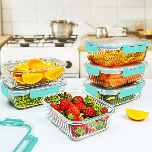 5 Pack 36 oz Glass Food Storage Containers with Lids Airtight Bento Boxes k7