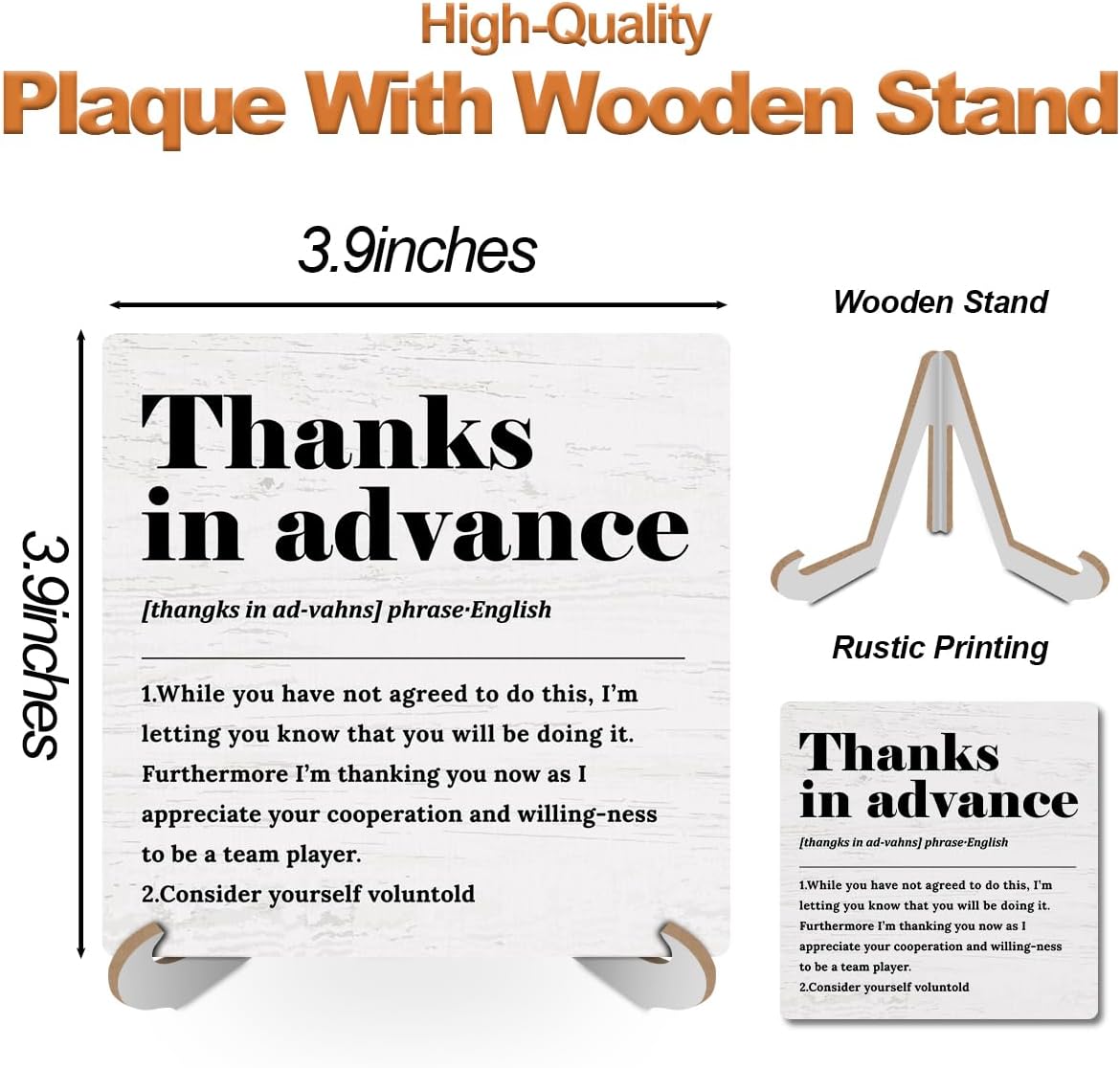 Wood Sign Desk Decor Rustic Office Plaque with Stand A7