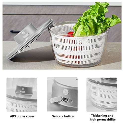 Electric Salad Spinner USB Rechargeable Lettuce Dryer White K7m