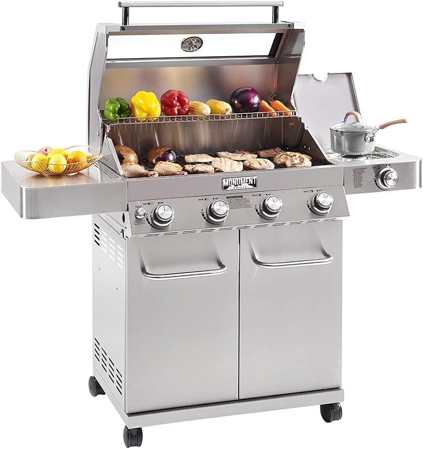 Stainless Steel 4-Burner Cabinet Gas Grill with Side Burner k7