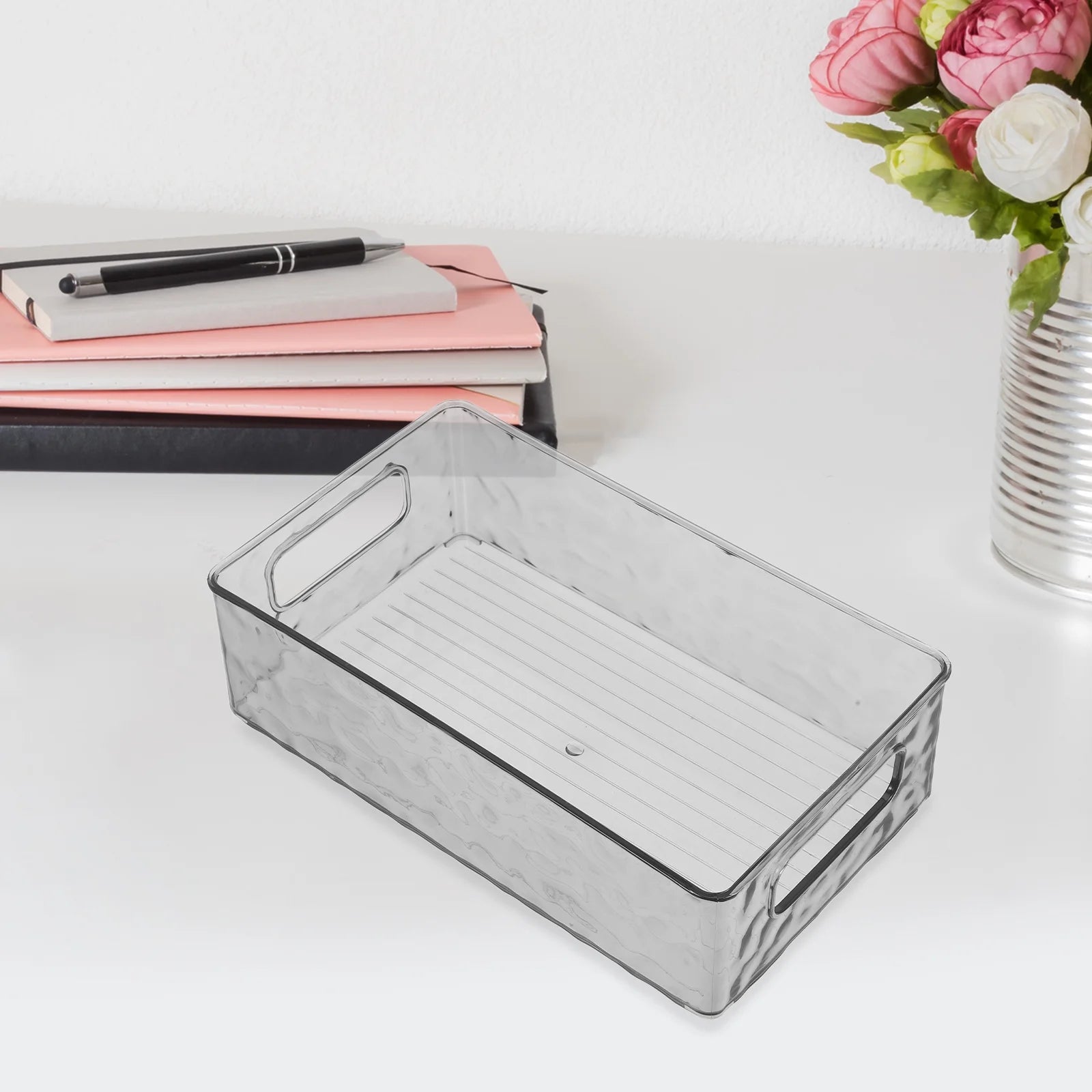 Clear Stackable Plastic Storage Box for Fridge Freezer Kitchen Pantry k7