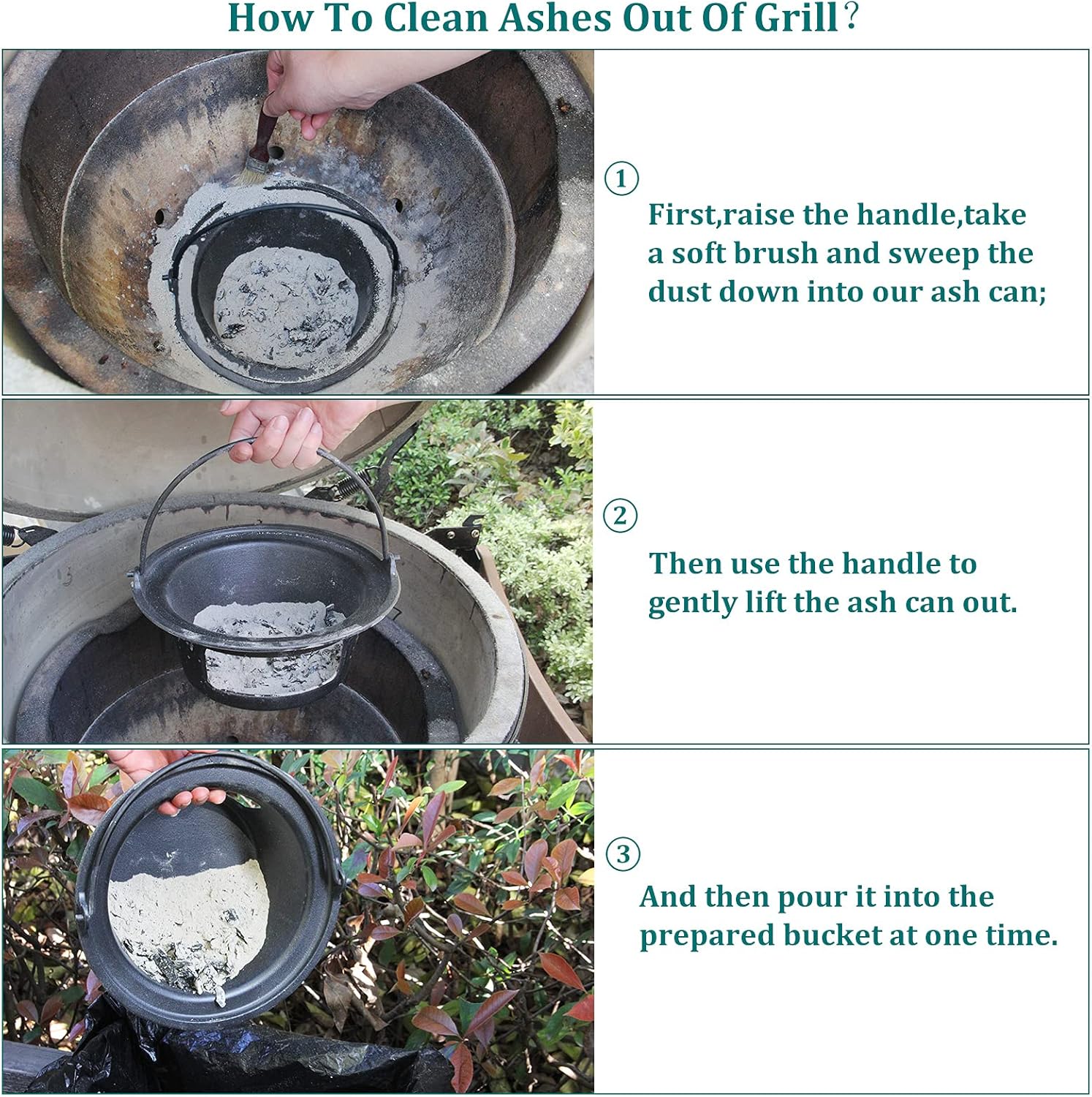 Cast Iron Ash Can with Handle for Kamado Grill a7