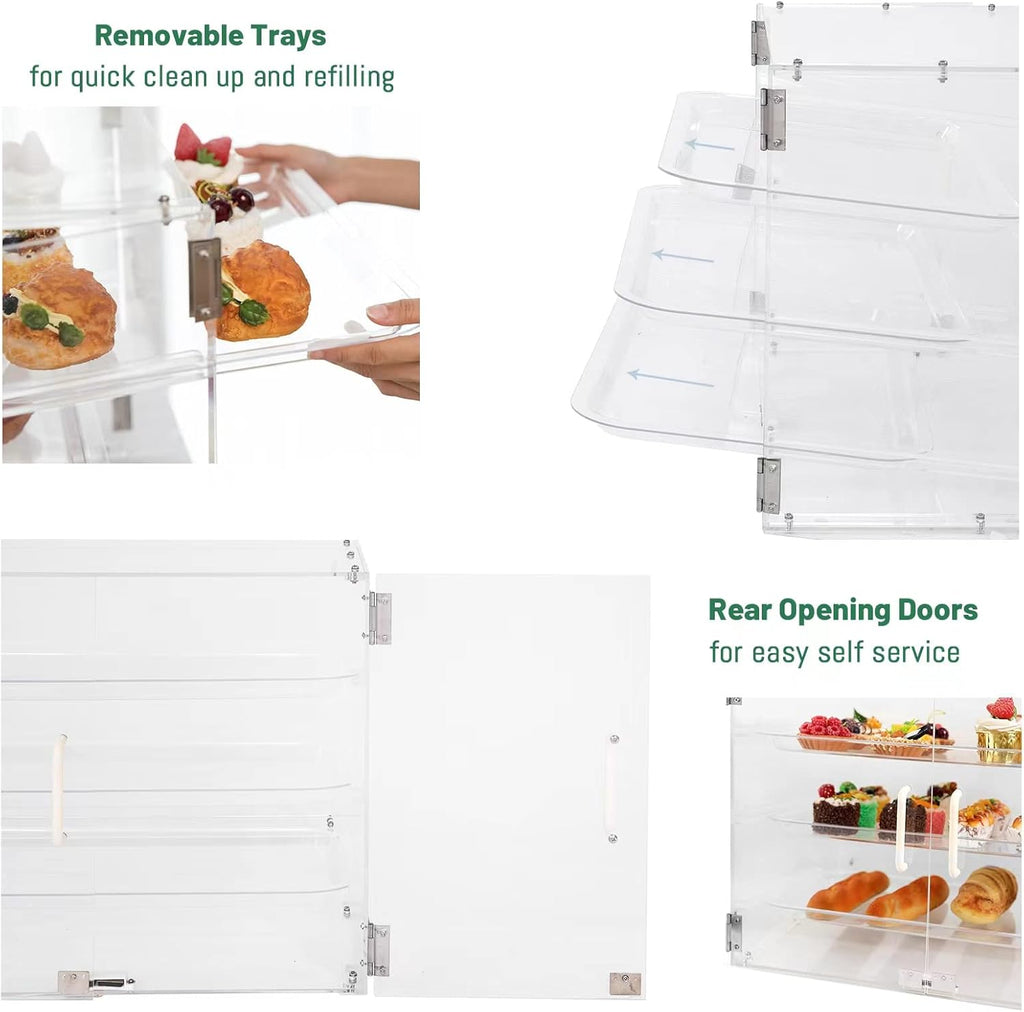 3 Tray Countertop Bakery Display Case with Rear Doors a7