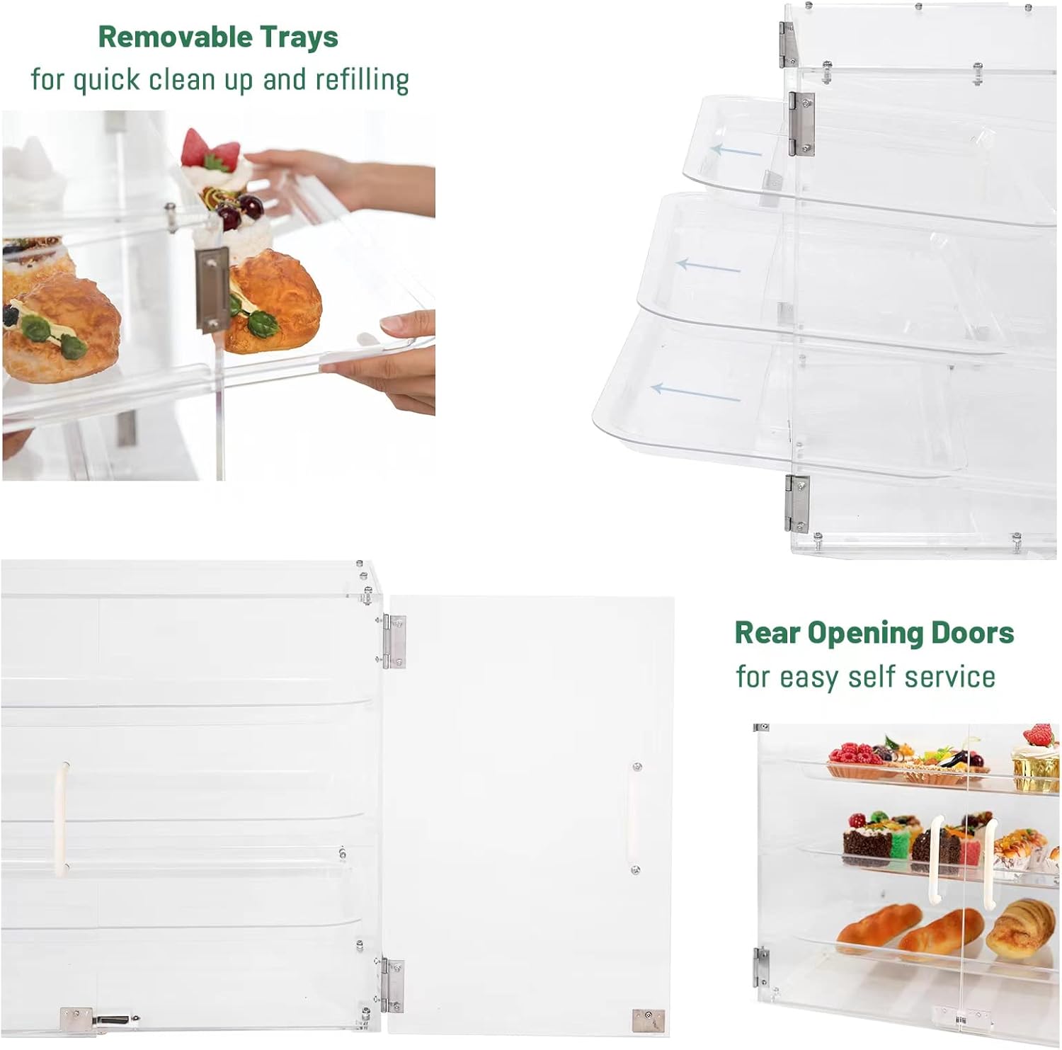 3 Tray Countertop Bakery Display Case with Rear Doors a7