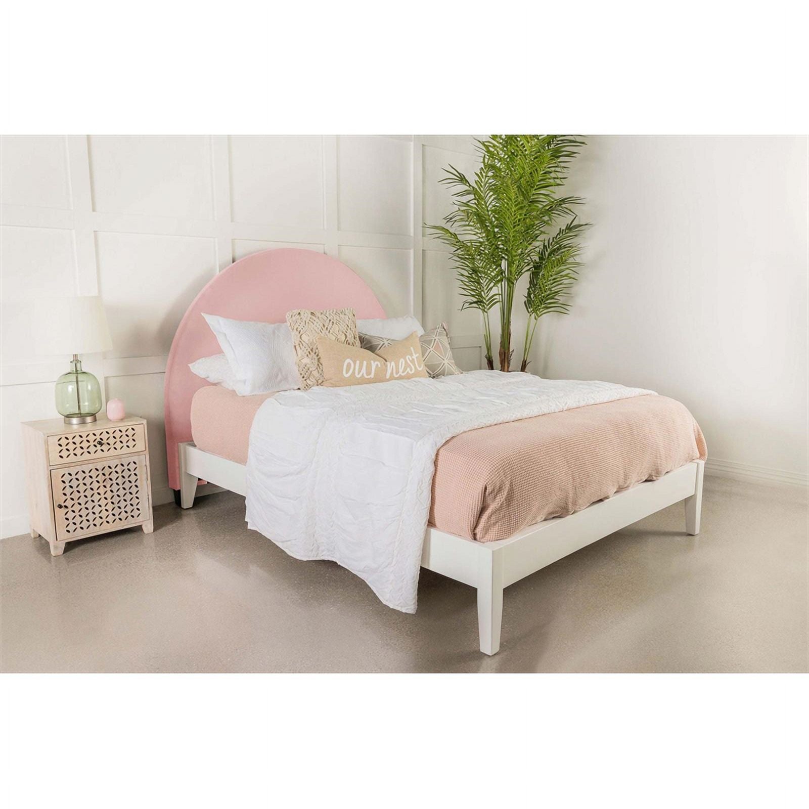 Arched Velvet Twin Headboard Blush k7