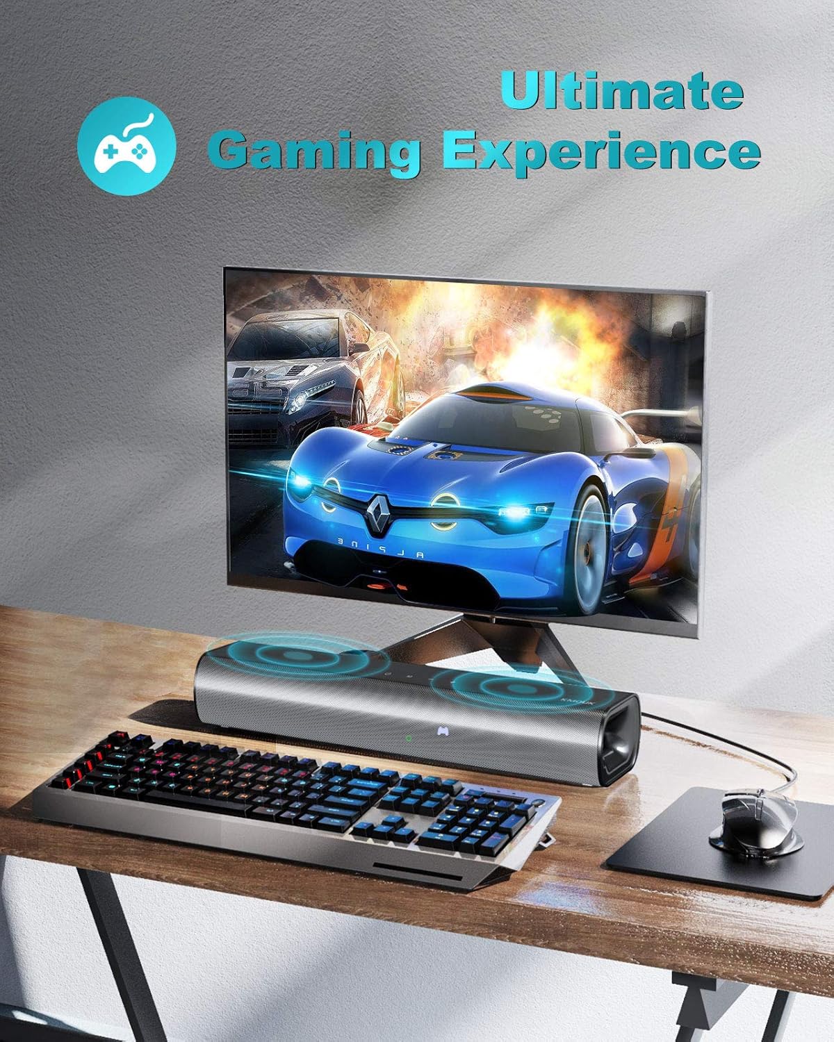Soundbar for Small TV Bluetooth 5.0 3D Surround K7m