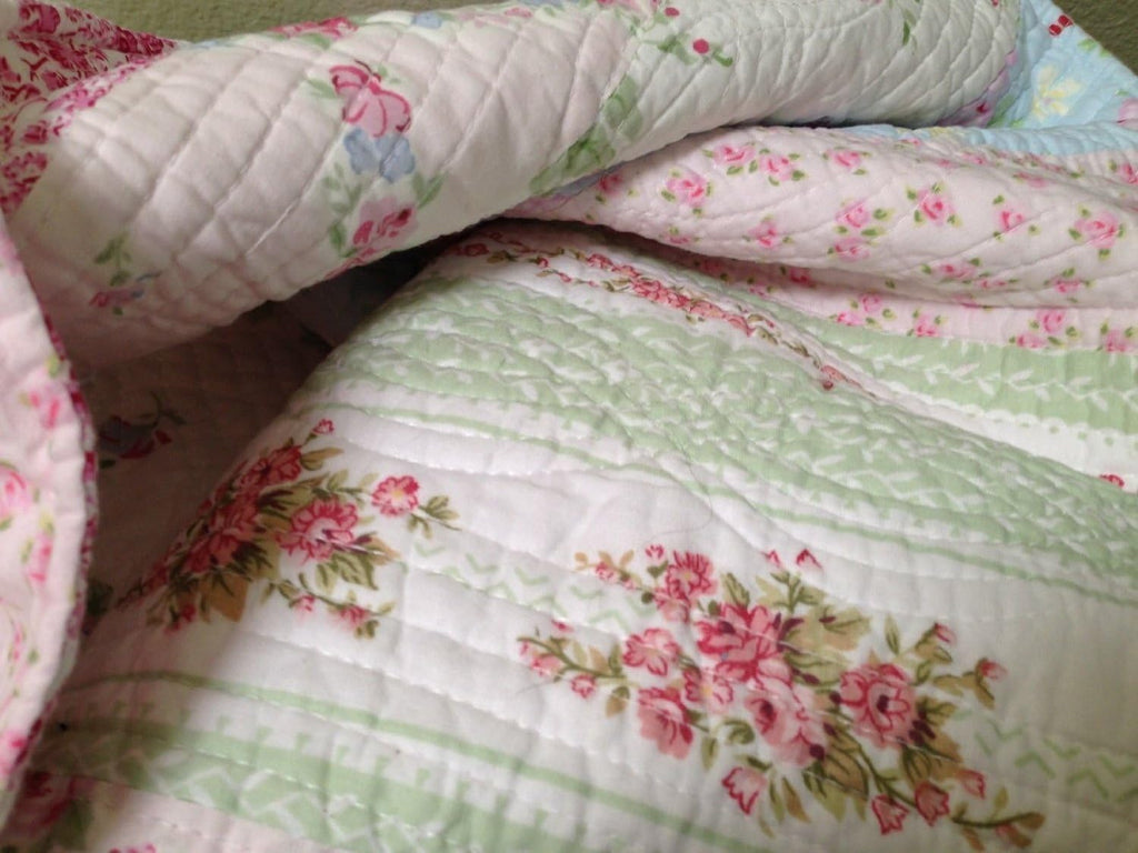 Vintage Roses 3 Piece King Quilt Set k7