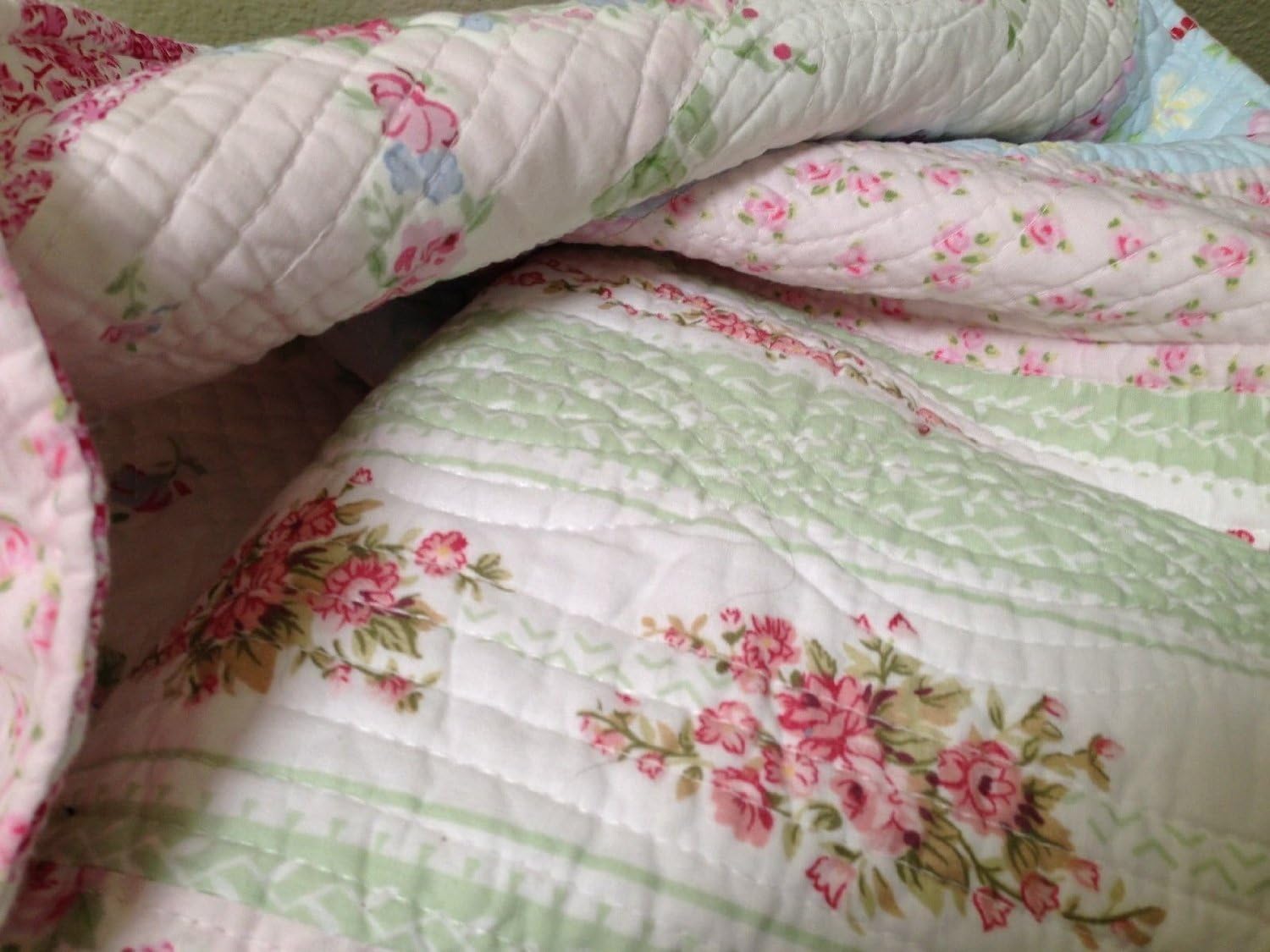 Vintage Roses 3 Piece King Quilt Set k7