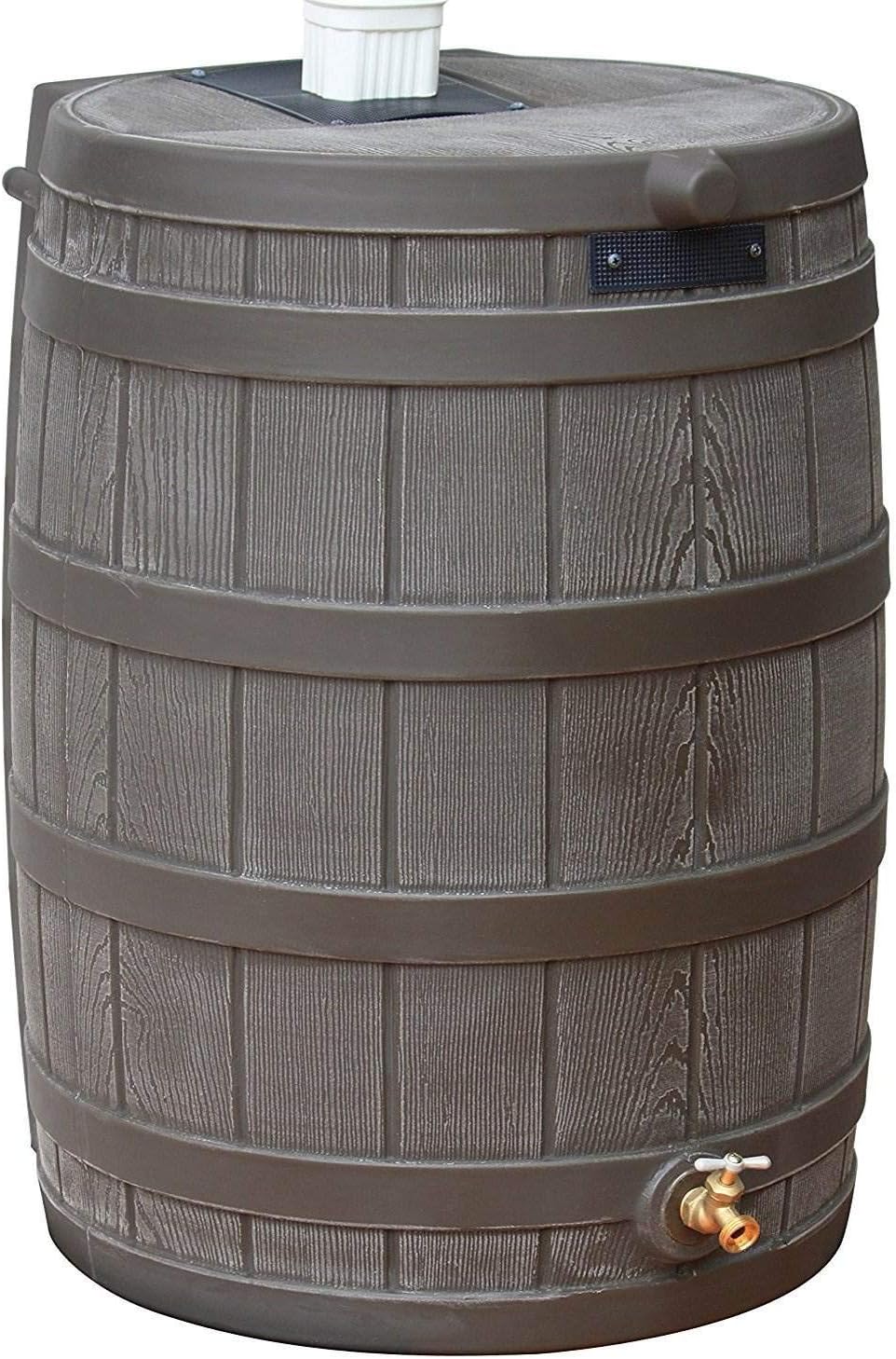 Rain Barrel Water Storage Collector with Brass Spigot Flat Back Oak 5 Pack k7
