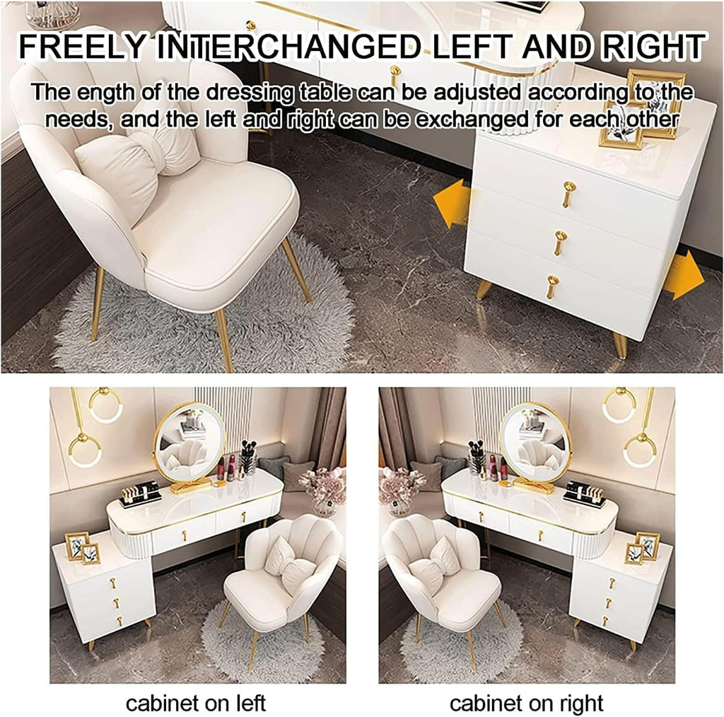 Vanity Desk with Mirror and 5 Drawers a7