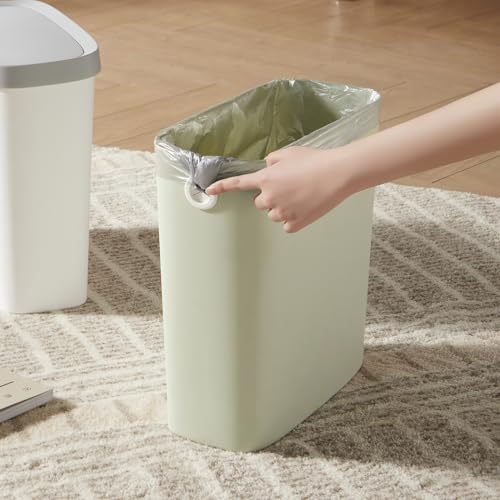 Bathroom Trash Can, Slim Plastic Rectangular Waste Basket, 7 Liter a3