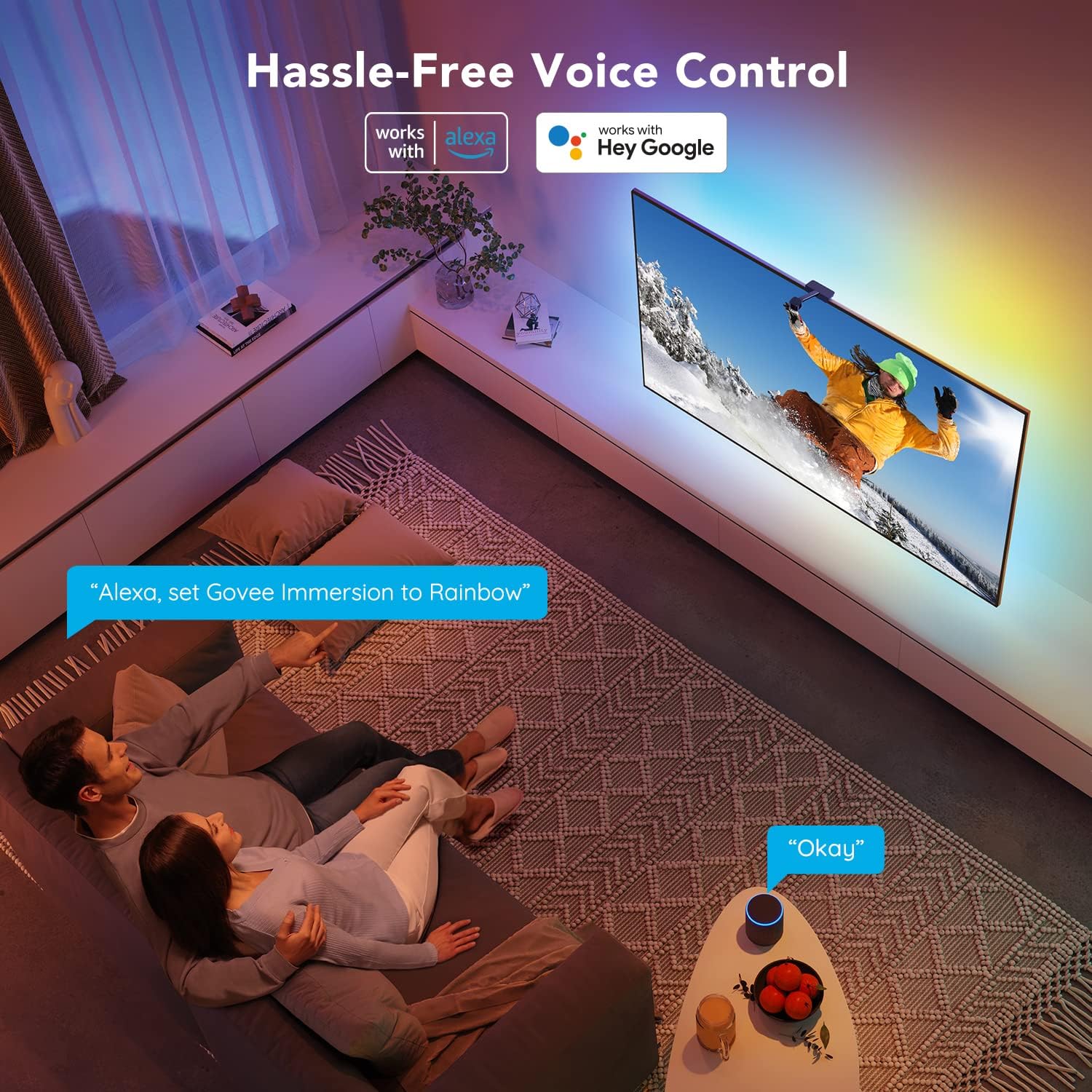 TV LED Backlight with Camera, RGBIC Wi-Fi, 55-65 inch, App Control A7k