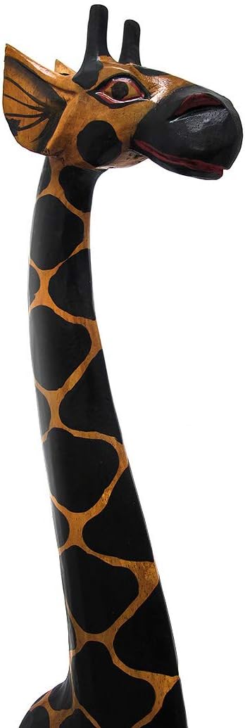 Hand-Carved Wooden Giraffe Statue Decor 7k