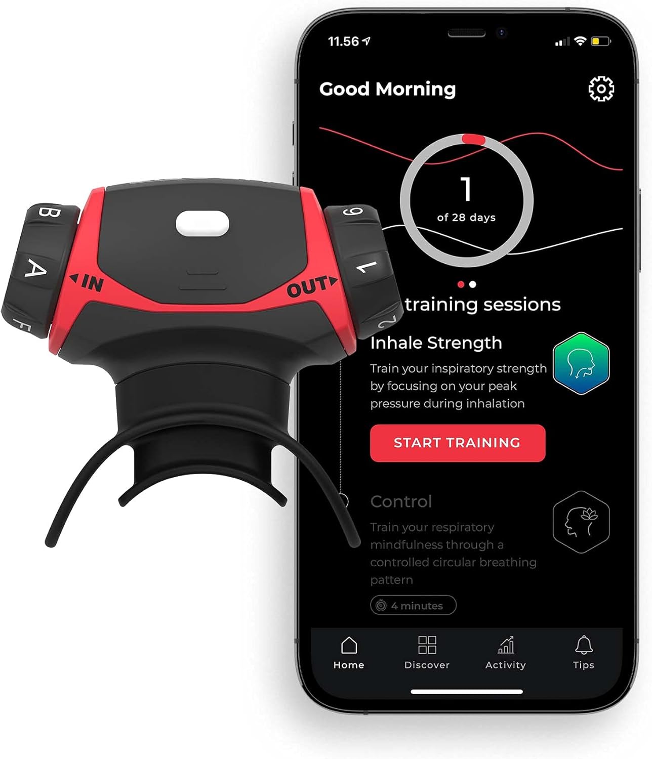 Airofit Pro Breathing Exercise Device + Guided Smart Breathing Trainer | Muscle Trainer for Enhanced Lung Capacity, Physical Performance & General Well-Being | Excellent for Athletes & Everyday People