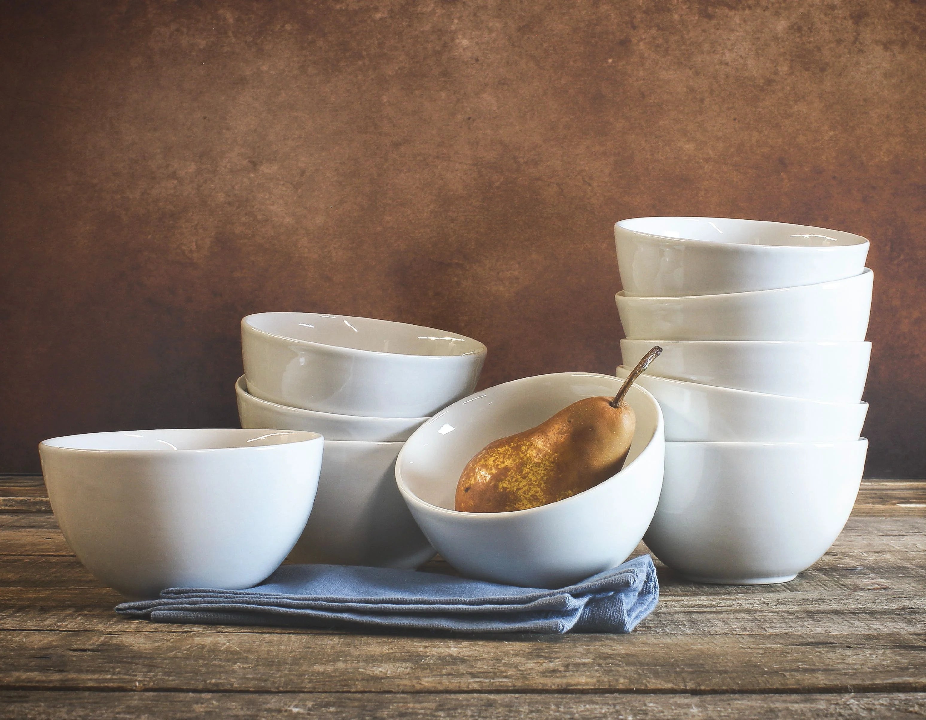 White Ceramic Cereal Bowls 10 Pack A7