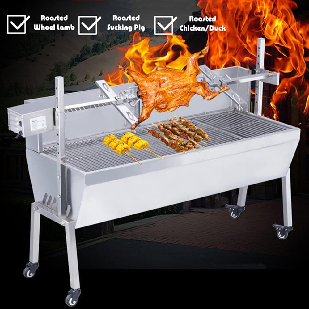 Rotisserie Grill Roaster 46 Inch Stainless Steel Charcoal Spit A7