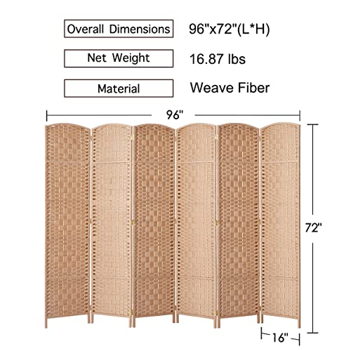 Room Divider 8 Panel Folding Privacy Screen 6ft Portable Light Beige k7