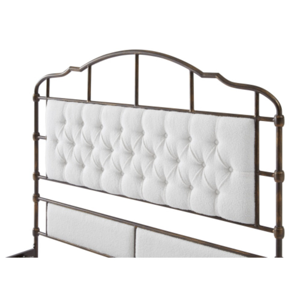 Queen size metal bed frame with soft headboard and tail a7