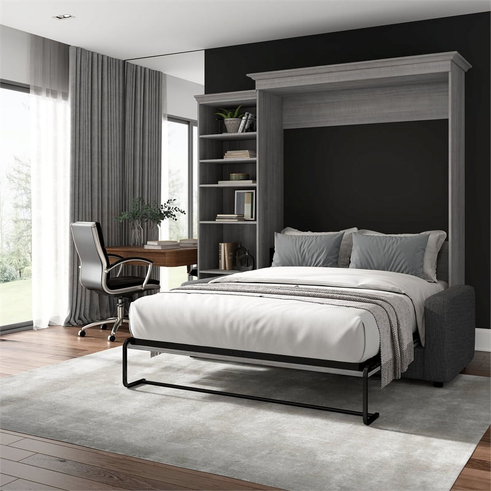 Queen Murphy Bed with Sofa Organizer Gray k7