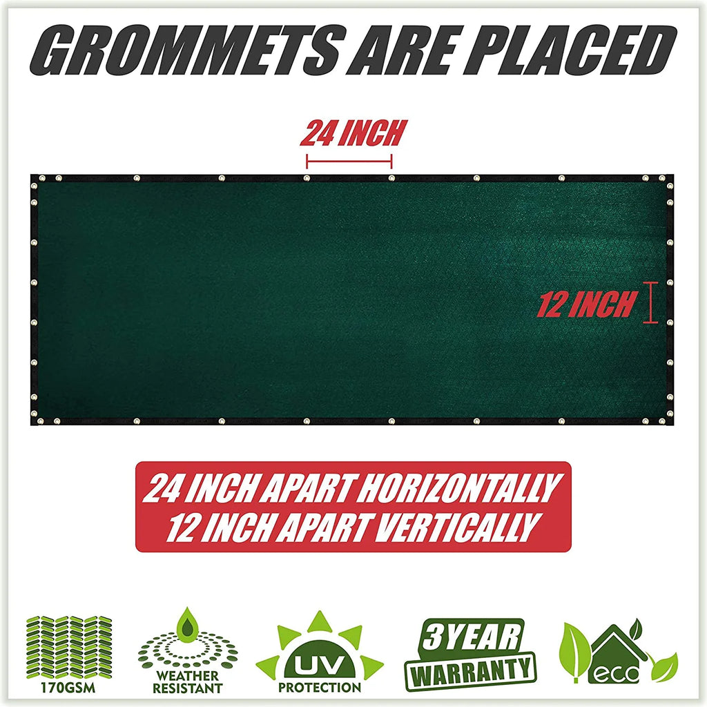 Green Fence Privacy Screen 90% Shade Cloth with Grommets HDPE a7