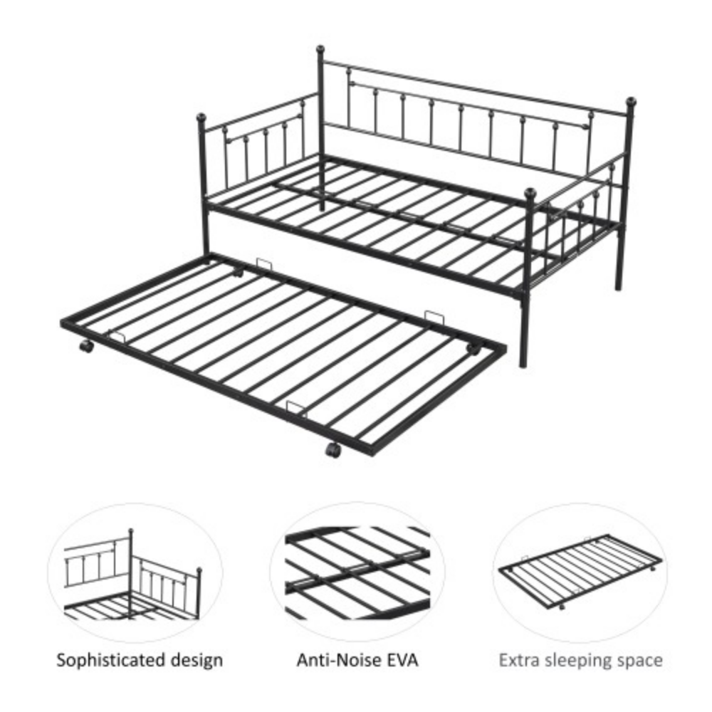 Daybed with Trundle Black Metal k7