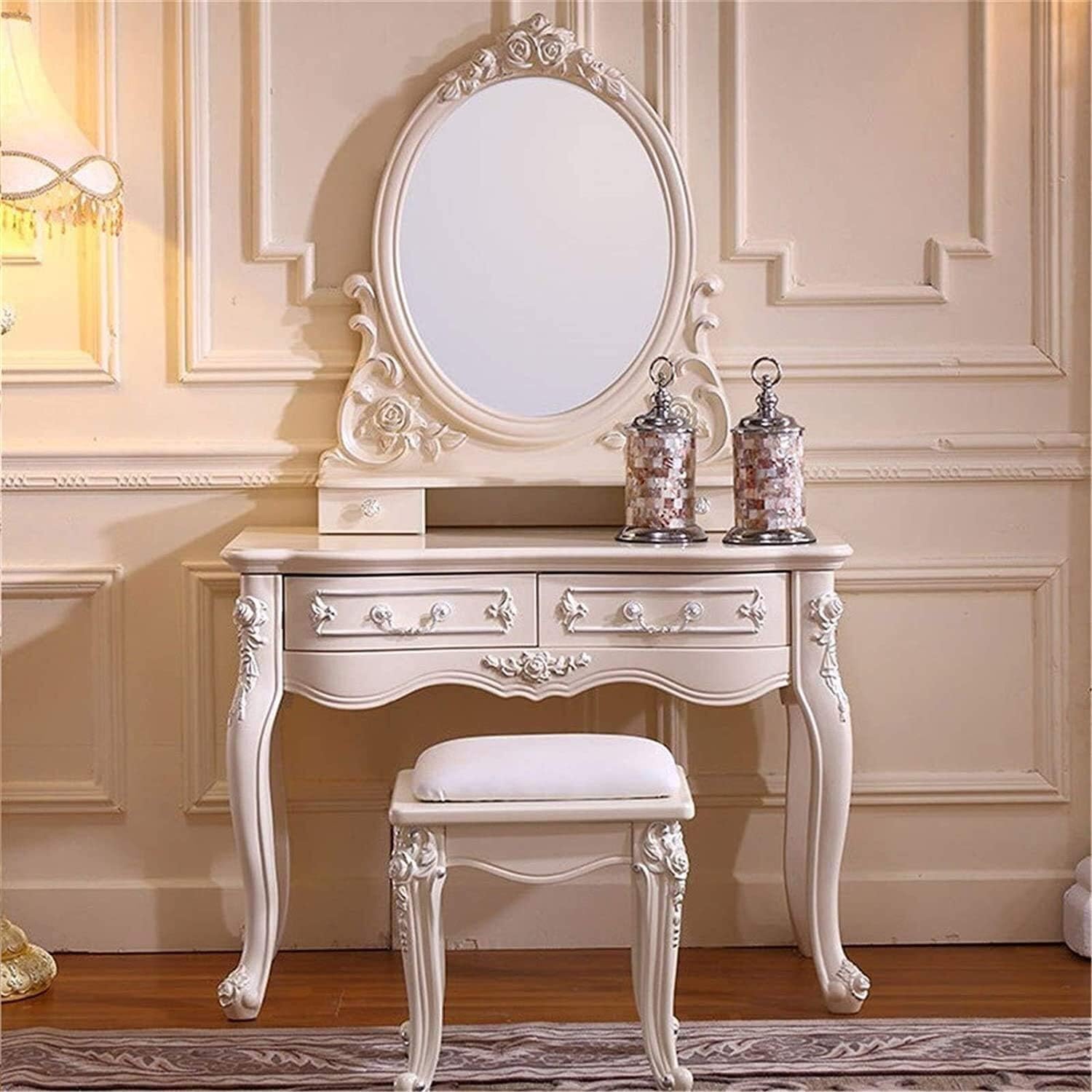 Dressing Vanity Table with Stool for Bedroom Solid Wood A7