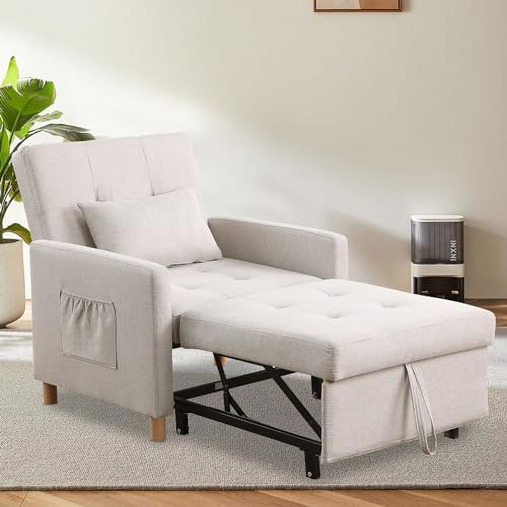 Sleeper Sofa Chair Bed 3-in-1 Convertible Single with Soft Fabric Grey k7