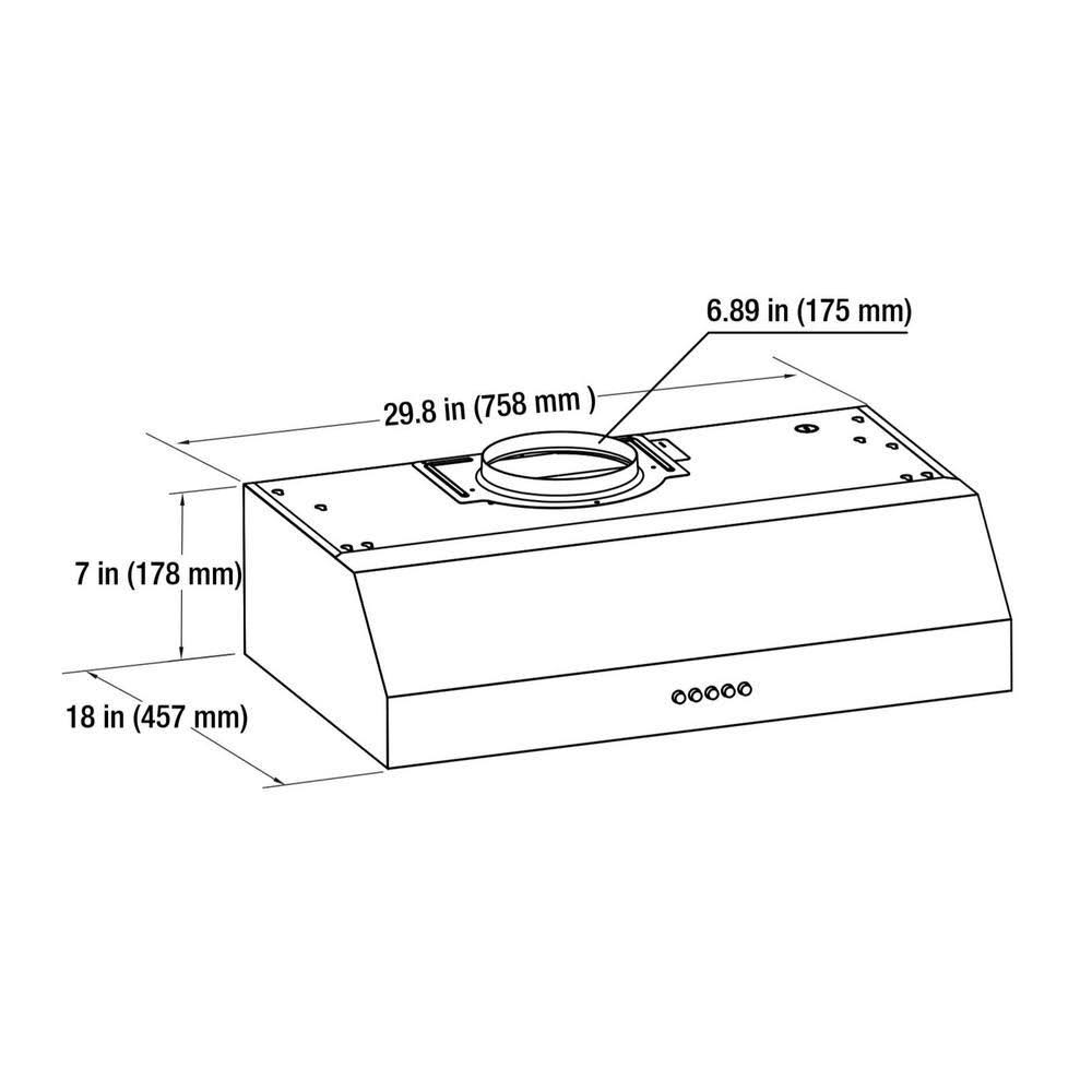 Stainless Steel Under Cabinet Range Hood 30 in. A7