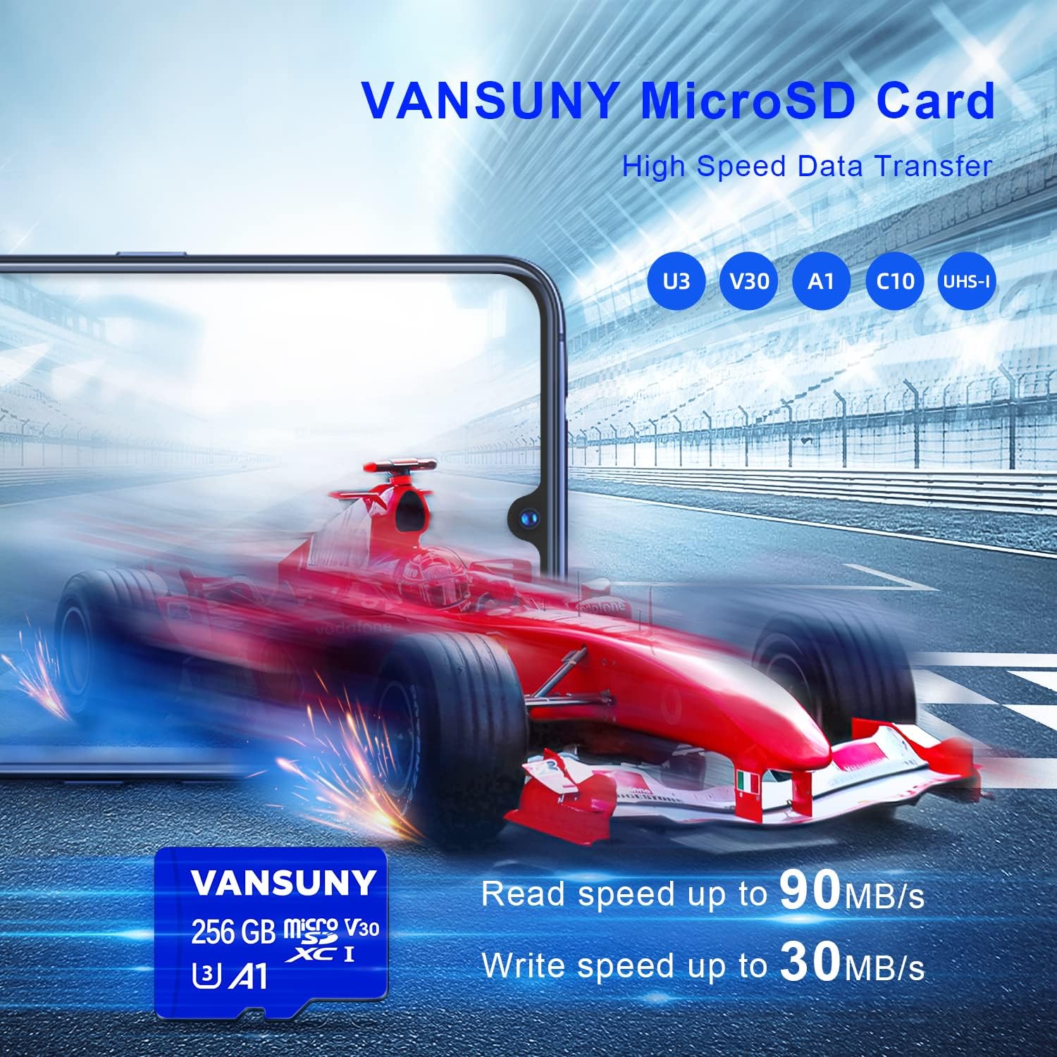 SD Card 256GB with Adapter V30 A1 4K Video r7