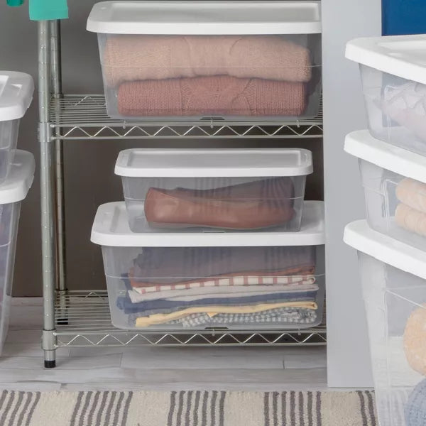 16qt Clear Storage Box with Lid White k7