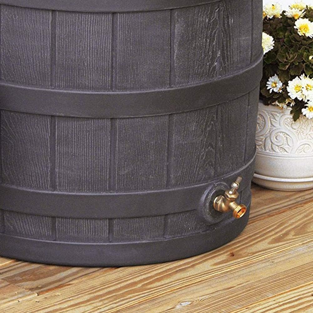 Rain Barrel Water Storage Collector with Brass Spigot Flat Back Oak 5 Pack k7