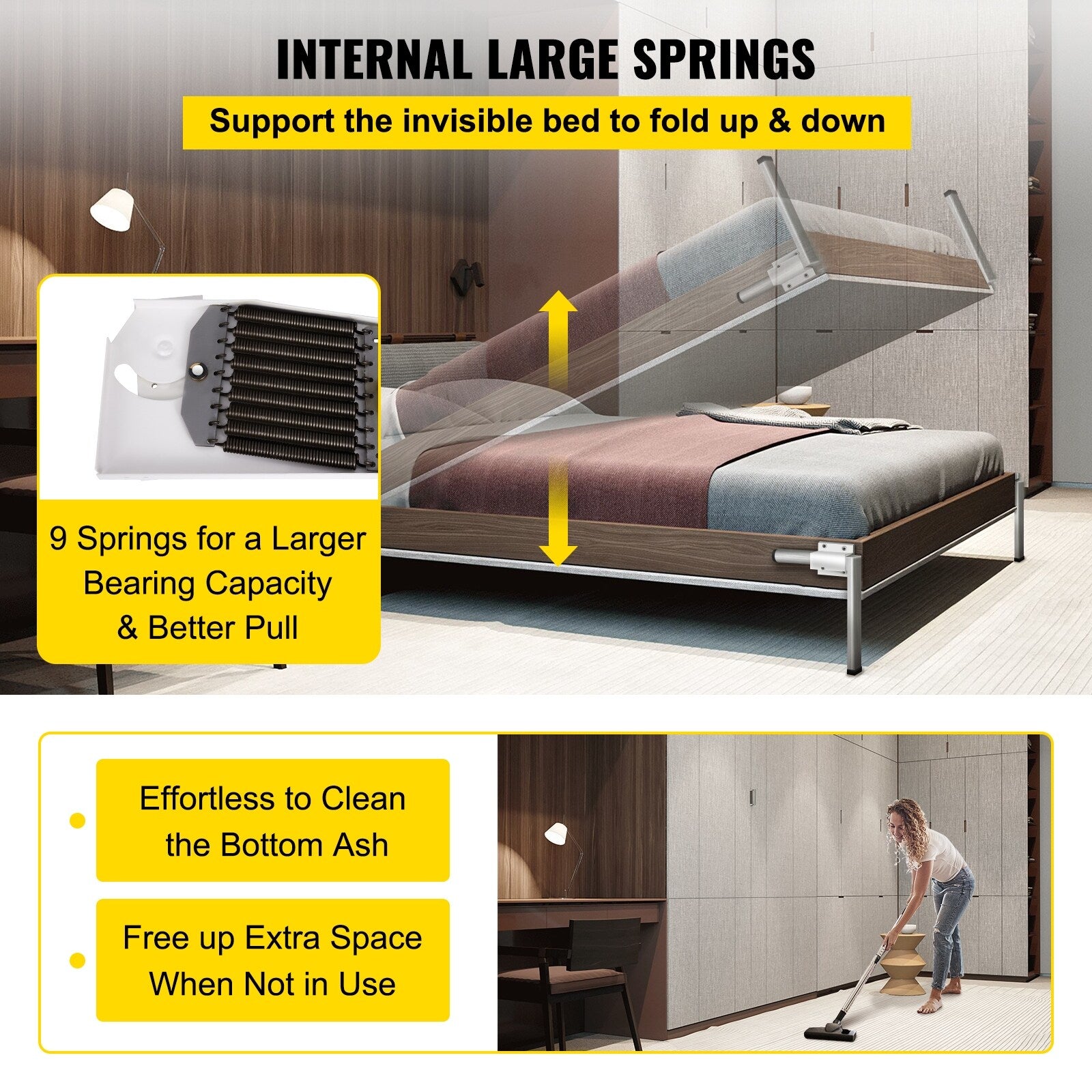 Murphy Wall Bed Hardware Kit Springs White King Queen a7