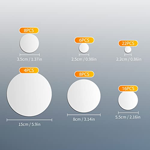 64 Pcs Round Acrylic Mirror Wall Stickers Removable Decor A7